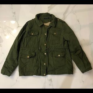 Brandy Melville Green Utility Jacket with Fleece